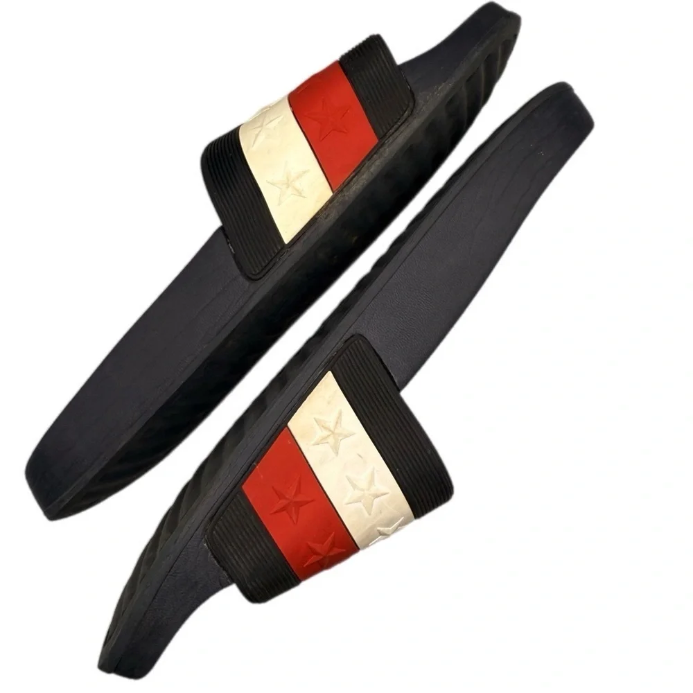 Tommy Hilfiger | Dulce 2 Dark Blue Red & White Slide Sandals Star Studded